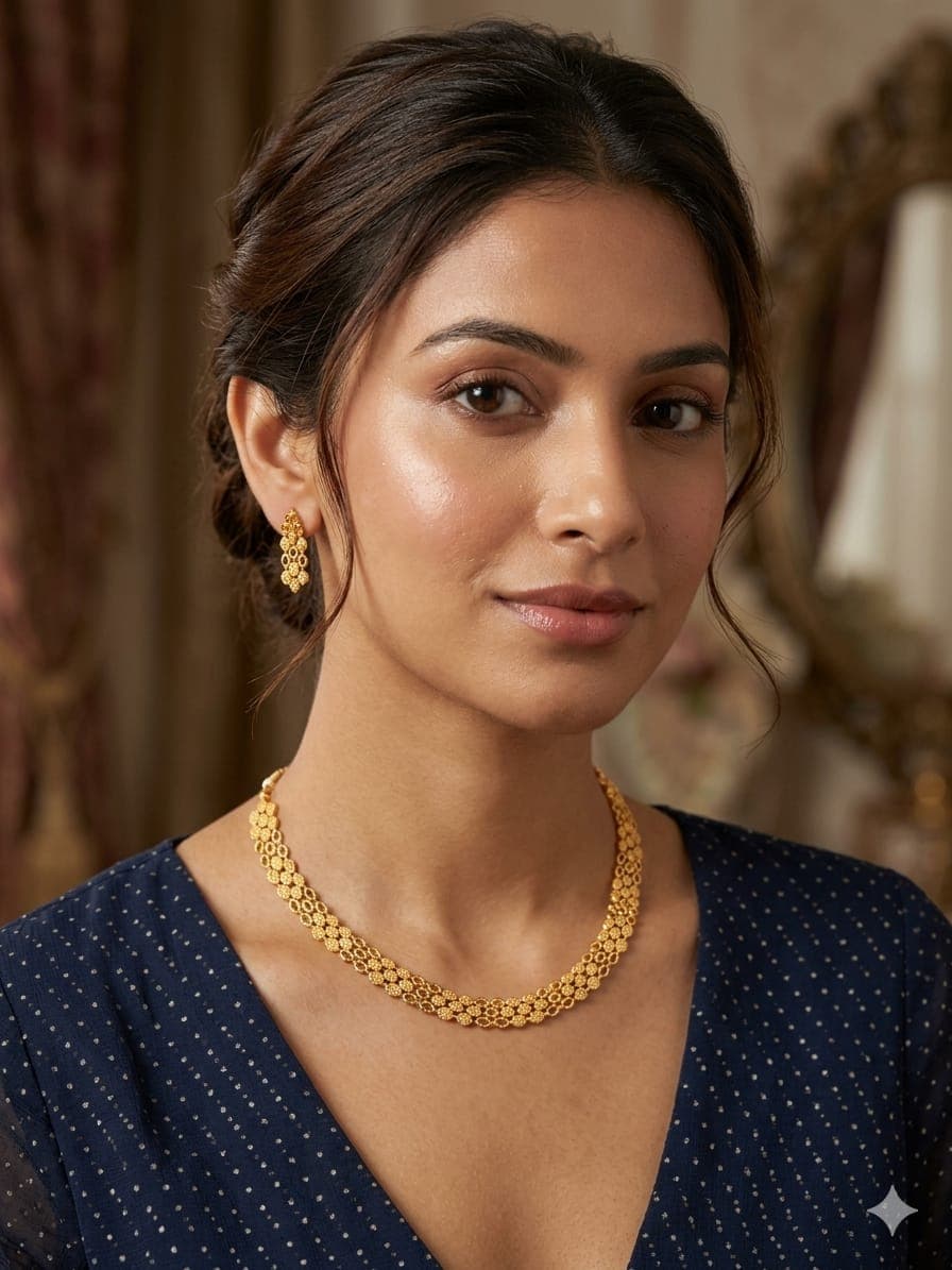 Textured Gold Choker Necklac