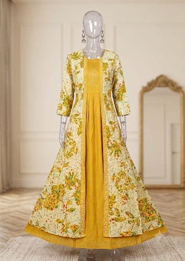 Yellow Indo-Western Anarkali gown 