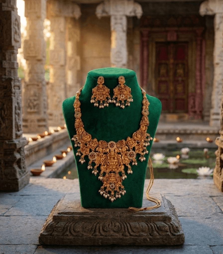 Goddess Lakshmi Nakshi / Guttapusalu Temple Jewellery  choker Set