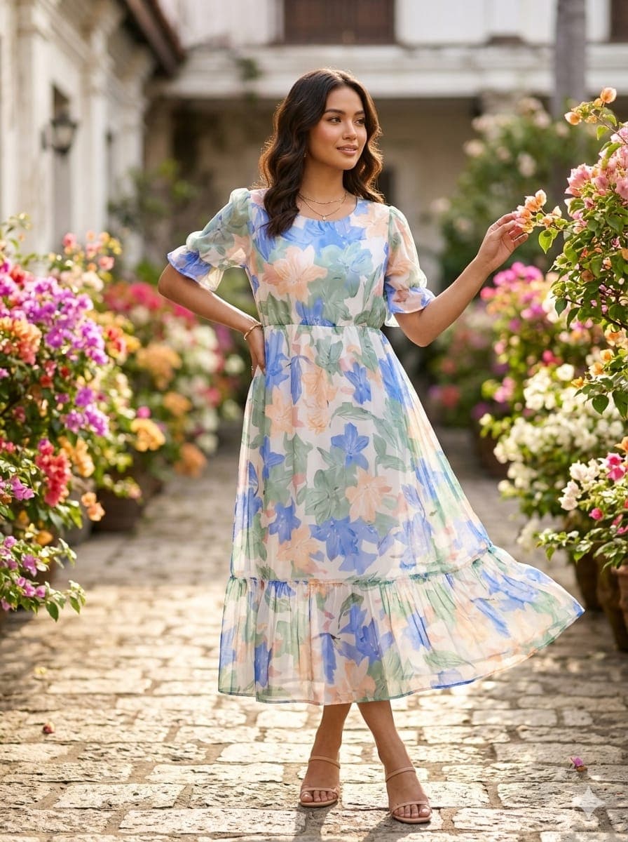 Womens Flower Printed Fricks