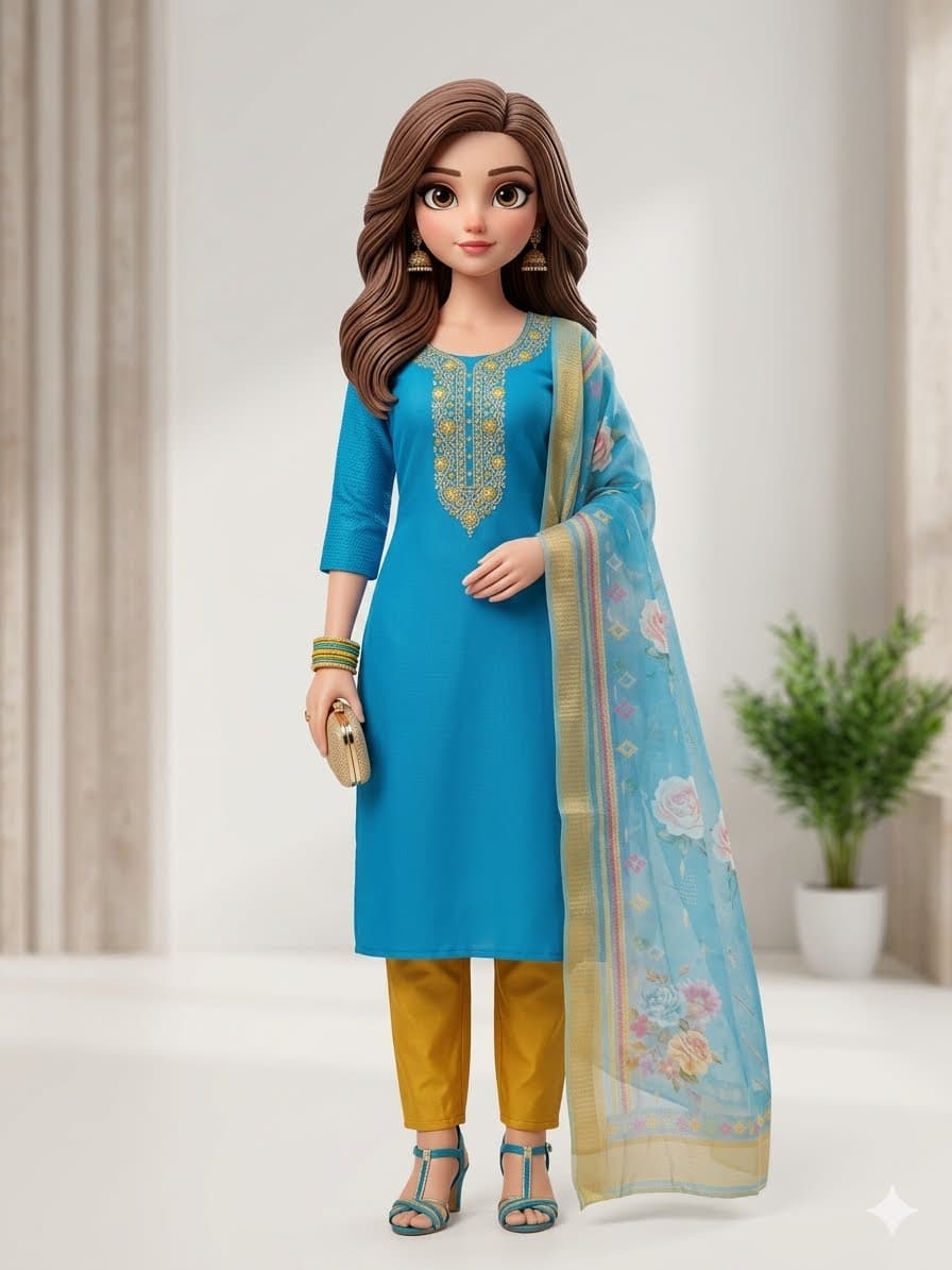 traditional Indian salwar kameez suit set.