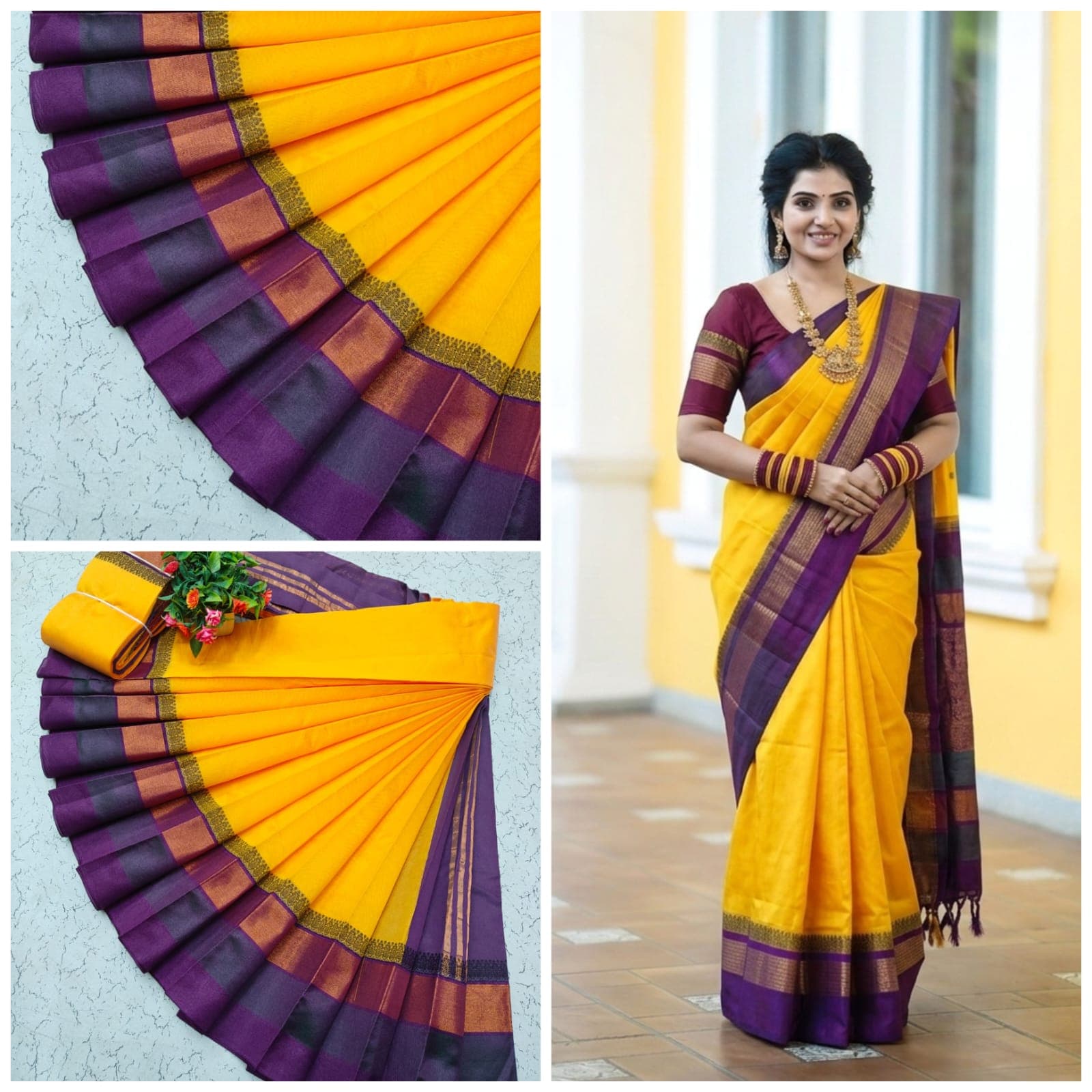 Korvai Border Silk Cotton Saree.