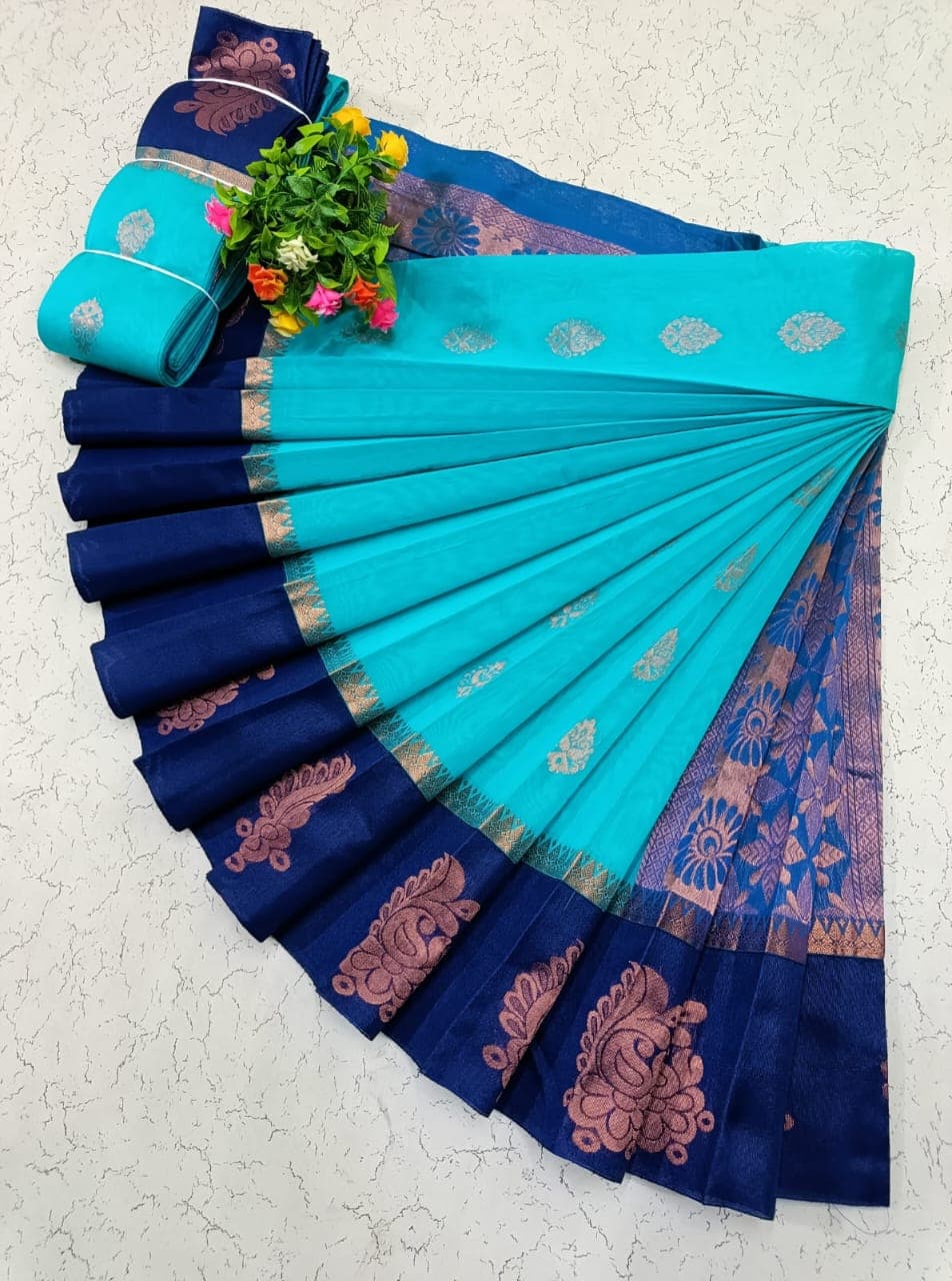 Uppada Kotanji Contrast Border Silk Cotton Sarees