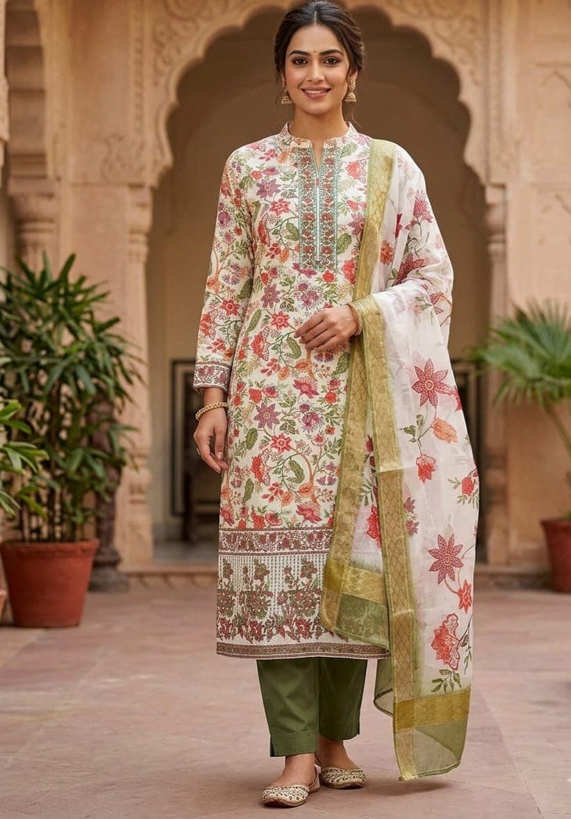  three-piece ethnic kurta pant set