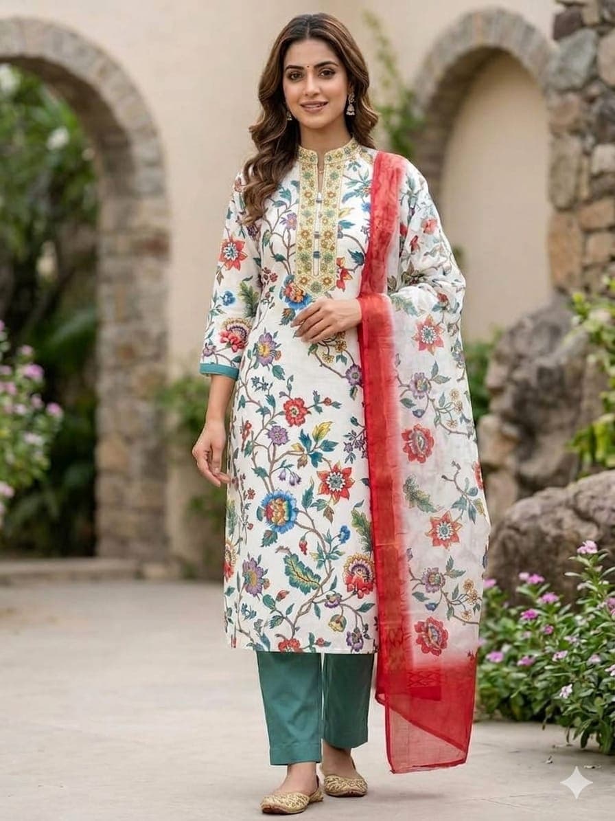 three-piece ethnic salwar suit set 