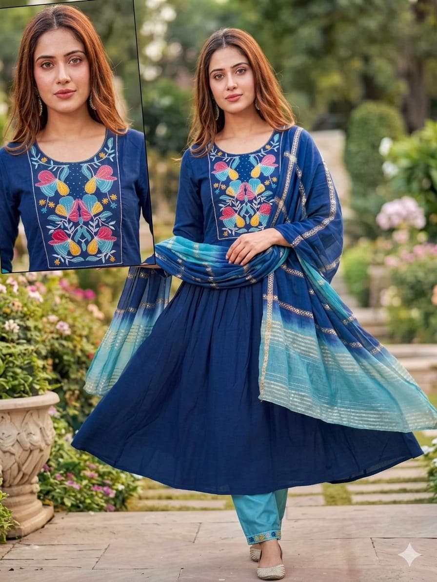 three-piece Anarkali suit set 